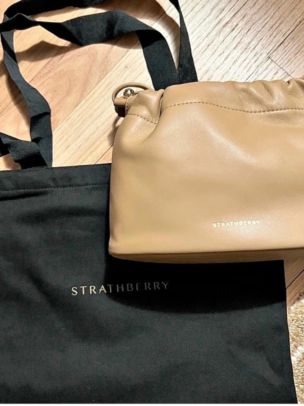 Strathberry Lana Osette Bucket Bag Brown Leather Crossbody